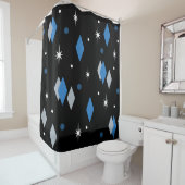 宇宙エイジダイヤモンドブルーブラック シャワーカーテン (インサイチュ)