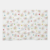 宇宙エイジ原子レトロドットカスタムカラー キッチンタオル (横)