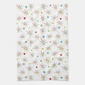 宇宙エイジ原子レトロドットカスタムカラー キッチンタオル (縦)