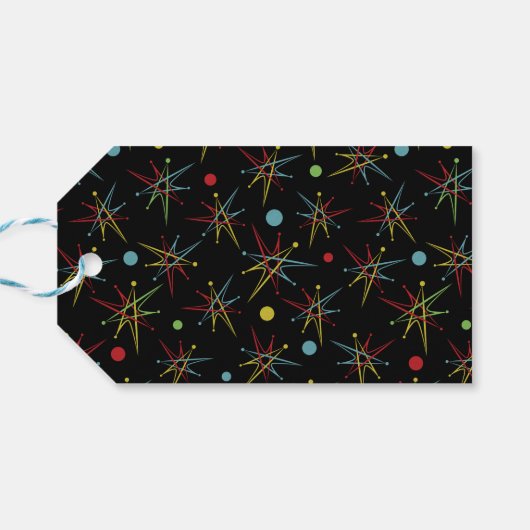 宇宙エイジ原子レトロドットカスタムカラー ギフトタグ (裏面横)