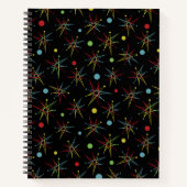 宇宙エイジ原子レトロドットカスタムカラー ノートブック (正面)