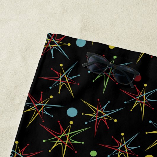 宇宙エイジ原子レトロドットカスタムカラー ビーチタオル (インサイチュ)