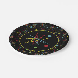 宇宙エイジ原子レトロドットカスタムカラー ペーパープレート