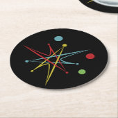宇宙エイジ原子レトロドットカスタムカラー ラウンドペーパーコースター (アングル)