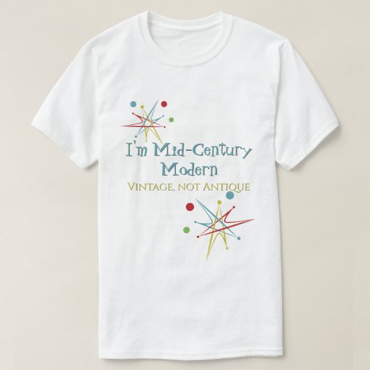 宇宙エイジ原子レトロミッドセンチュリーモダンヴィンテージ Tシャツ (デザイン正面)