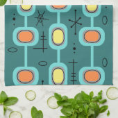 宇宙エイジ幾何学的アートティール（緑がかった色） キッチンタオル (折り畳み)