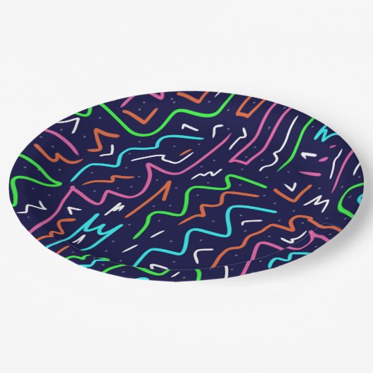 宇宙エイジ迷路抽象芸術プリント ペーパープレート (アングル)