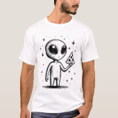 宇宙エイリアンとピザSF Tシャツ (正面)