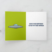 宇宙エイリアンと惑星バルーンハッピーバースデー カード (内部)