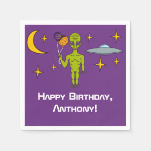 宇宙エイリアンと惑星バルーン誕生日パーティー スタンダードカクテルナプキン