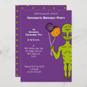 宇宙エイリアンと惑星バルーン誕生日パーティー 招待状 (正面/裏面)