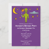 宇宙エイリアンの惑星風船誕生日パーティー 招待状 (正面)