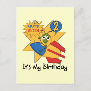 宇宙エイリアンの2歳誕生日Tシャツとギフト ポストカード