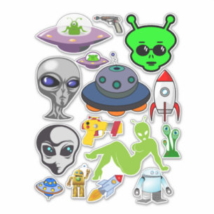 宇宙エイリアンはufoクリップアートコラージュシートを無料で購入 シール