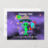 宇宙エイリアンをテーマにした子どもたちに感謝はがき ポストカード (正面/裏面)