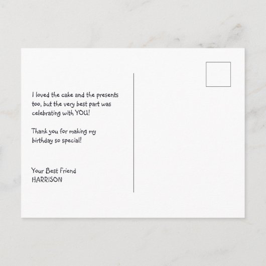 宇宙エイリアンをテーマにした子どもたちに感謝はがき ポストカード (裏面)