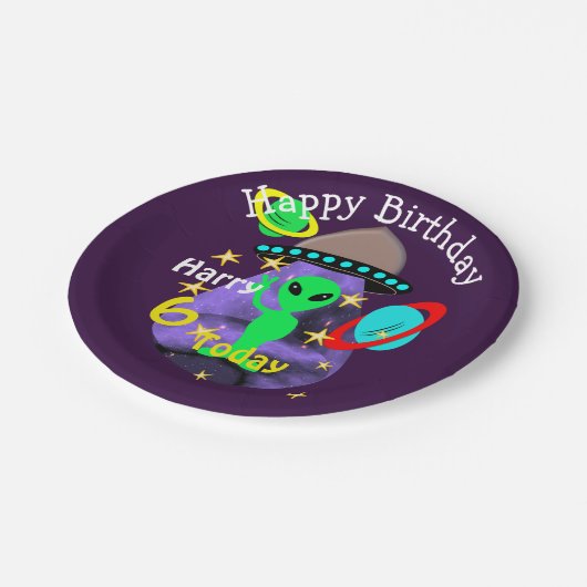 宇宙エイリアンアウタースペースカウト子供の誕生日パーティー ペーパープレート (アングル)