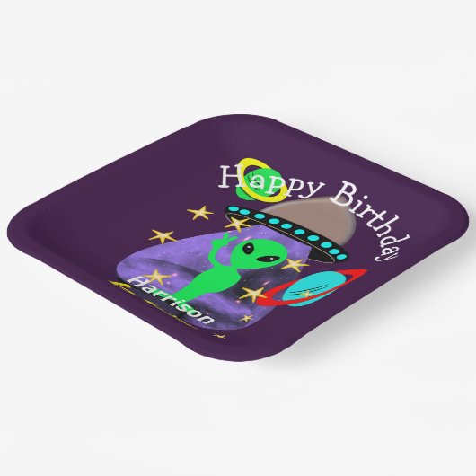 宇宙エイリアンアウタースペースカウト子供の誕生日パーティーP ペーパープレート (傾斜あり)