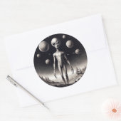 宇宙エイリアンインSFイラストレーションClasi ラウンドシール (封筒)