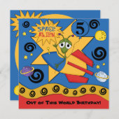 宇宙エイリアンカスタマイズ誕生日招待状 招待状 (正面/裏面)