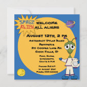 宇宙エイリアンカスタマイズ誕生日招待状 招待状 (裏面)