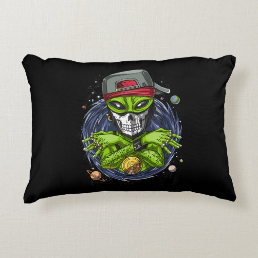 宇宙エイリアンガングストаUFO地球外生物ラッパー アクセントクッション (正面)