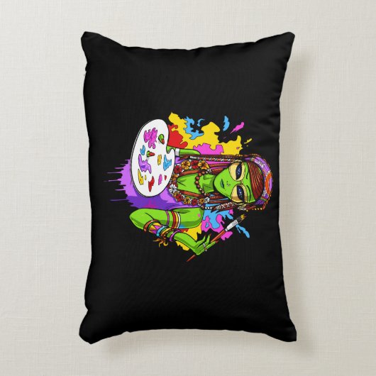 宇宙エイリアンヒッピー絵画ズアーティスト アクセントクッション (正面(垂直))