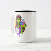 宇宙エイリアンヒッピー絵画ズアーティスト ツートーンマグカップ (正面左)