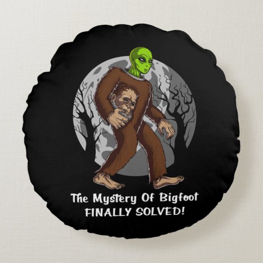 宇宙エイリアンビッグフット陰謀謎UFO解決済み ラウンドクッション (正面)