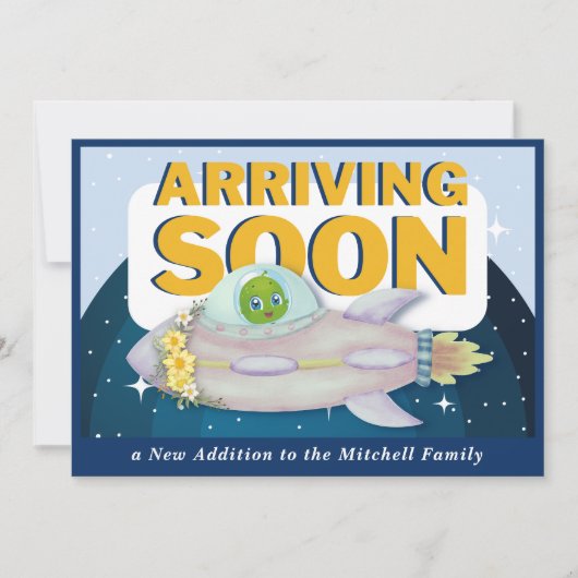 宇宙エイリアンベビーシャワー招待状 招待状 (正面)
