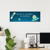 宇宙エイリアンボーイバースデーパーティバナー ポスター (ホームオフィス)