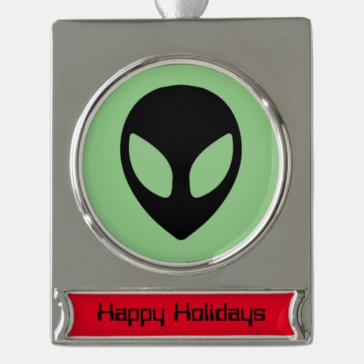 宇宙エイリアン地球外 シルバープレートバナーオーナメント (正面)