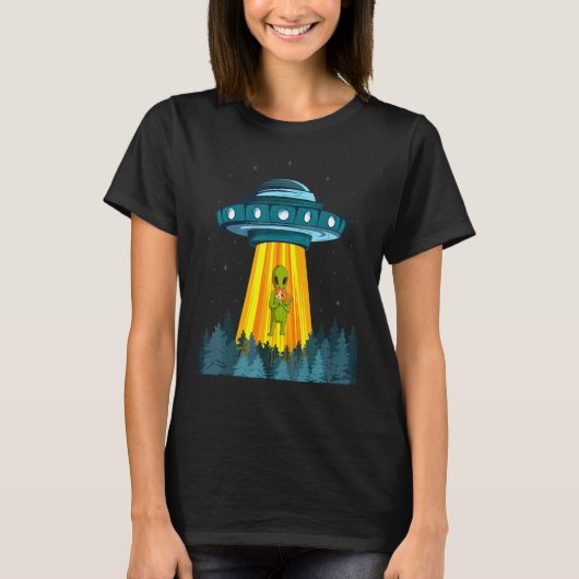 宇宙エイリアン宇宙船エイリアンキャット宇宙船 Tシャツ (正面)