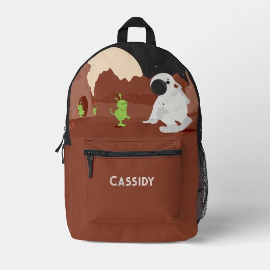 宇宙エイリアン宇宙飛行士プラネットスターキッズ名 プリントバックパック (正面)