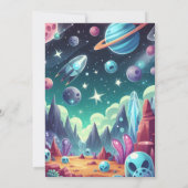 宇宙エイリアン宇宙飛行士1歳の誕生日 招待状 (裏面)