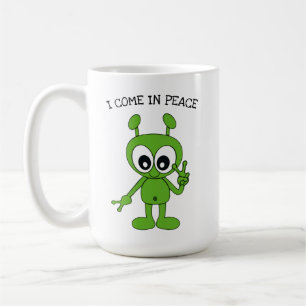 宇宙エイリアン平和のサイン「来I In Peace」 コーヒーマグカップ