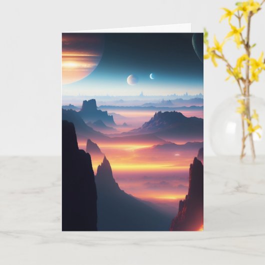 宇宙エイリアン惑星SF カード (黄色い花)