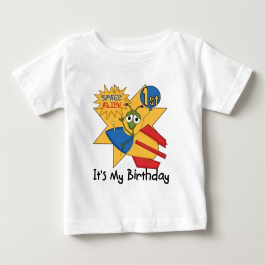 宇宙エイリアン第1誕生日Tシャツとギフト ベビーTシャツ (正面)