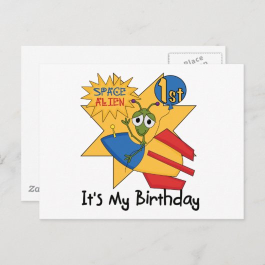 宇宙エイリアン第1誕生日Tシャツとギフト ポストカード (正面/裏面)