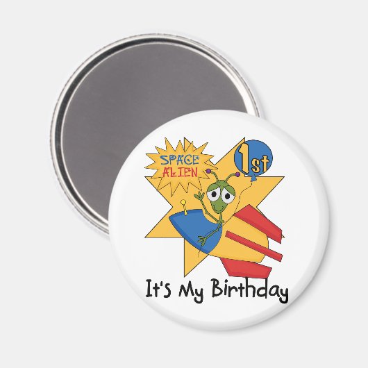 宇宙エイリアン第1誕生日Tシャツとギフト マグネット (正面/裏面)
