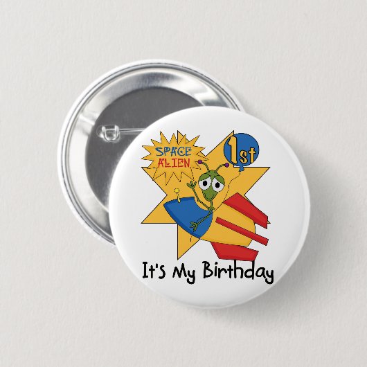 宇宙エイリアン第1誕生日Tシャツとギフト 缶バッジ (正面&裏面)