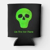 宇宙エイリアン顔ネオングリーンブラックUFO 缶クーラー (正面)