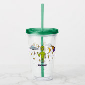 宇宙エイリアン飛んでいるソーサパーソナライズされたー アクリルタンブラー (正面)