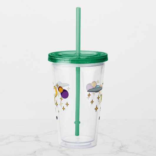 宇宙エイリアン飛んでいるソーサパーソナライズされたー アクリルタンブラー (右)