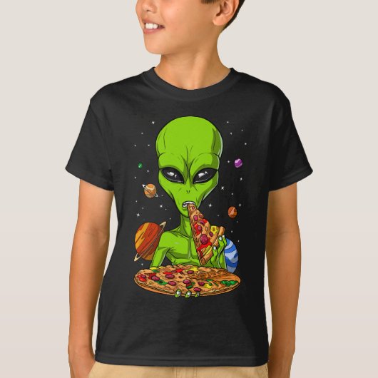 宇宙エイリアン食べ物ズUFOおもしろい SF Tシャツ (正面)