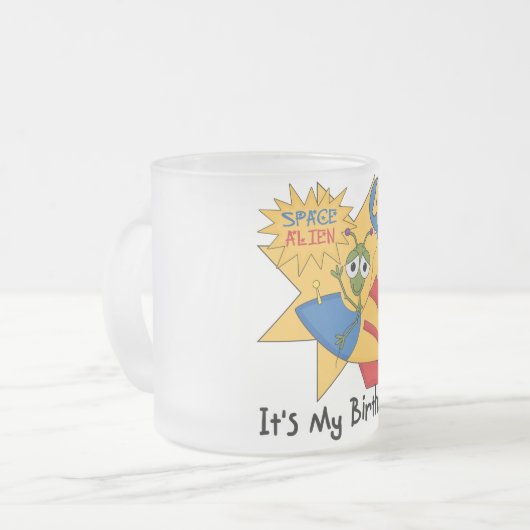 宇宙エイリアン4th誕生日Tシャツとギフト フロストグラスマグカップ (正面左)