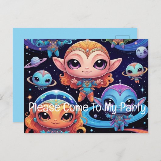 宇宙エイリアン&フレンド インビテーションポストカード (正面/裏面)