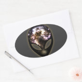 宇宙エイリアン 楕円形シール (封筒)