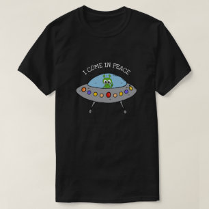 宇宙エイリアンUFO I来 In Peace Sign Men's Tシャツ
