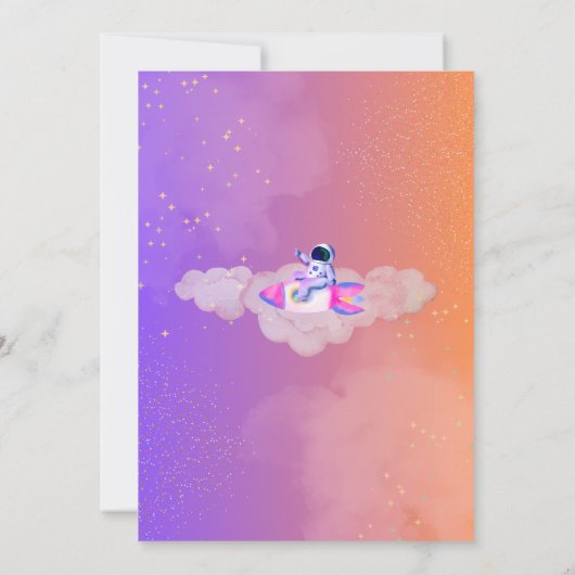 宇宙エクスプローラガール誕生日招待状 – 編集可能 招待状 (裏面)